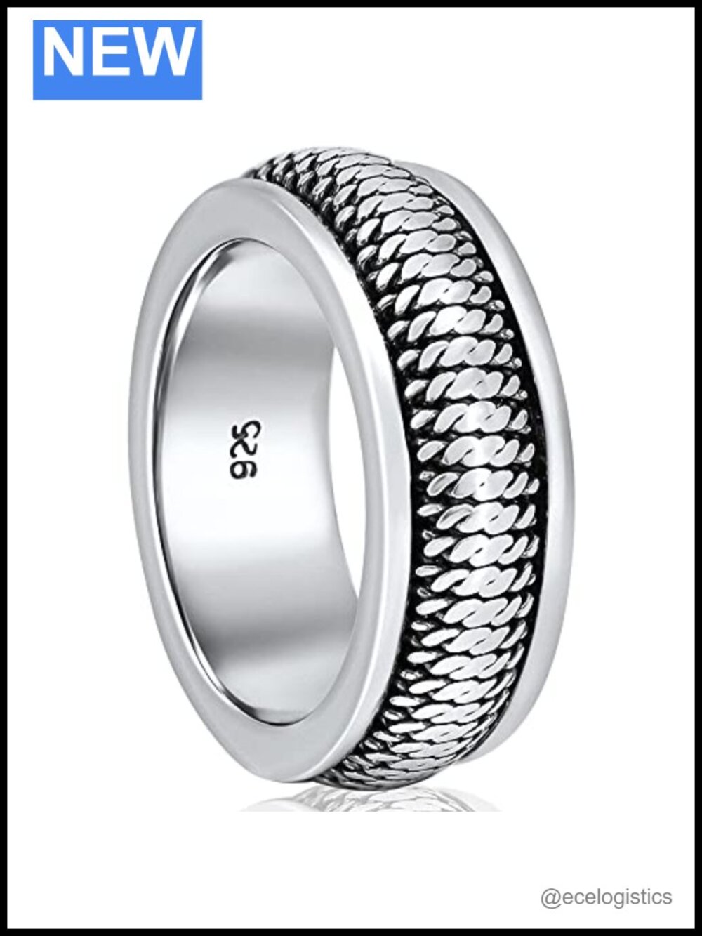 Men's 925 Sterling Silver Snake Skin Spinner Ring